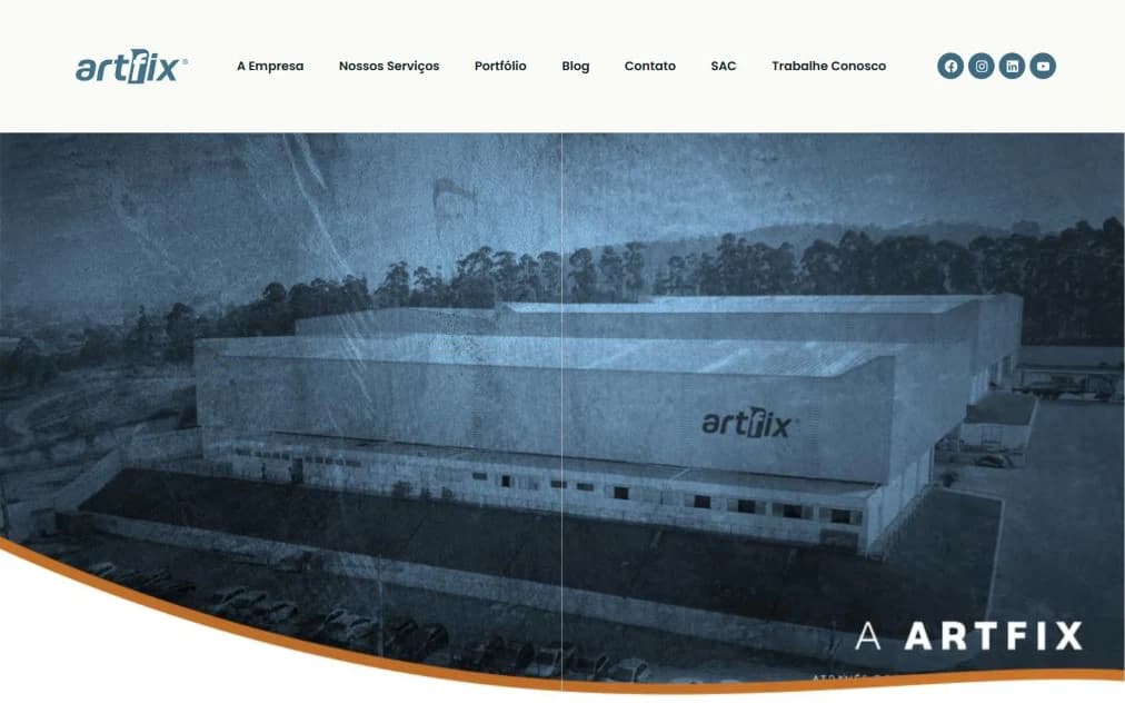 Página inicial do site Artfix