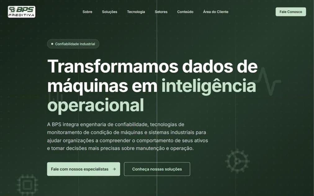 Página inicial do site BPS Preditiva