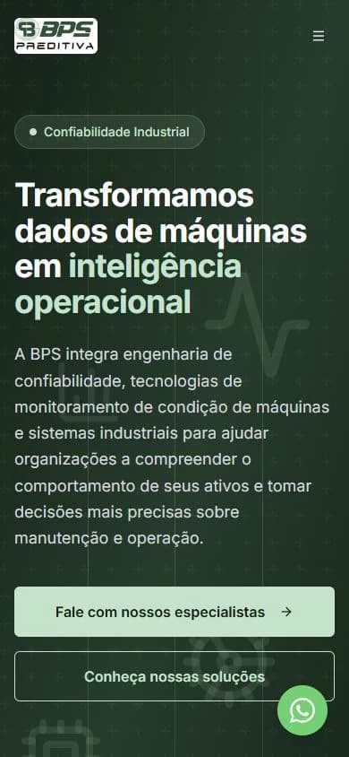 Versão para celular do site BPS Preditiva