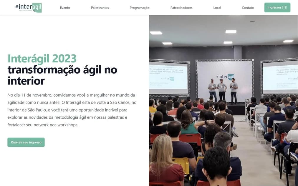 Página inicial do site Interágil