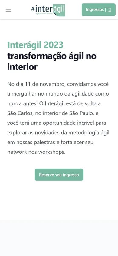 Versão para celular do site Interágil